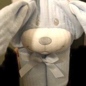 Bebe calin soft and cuddly hooded blanket - blue dog